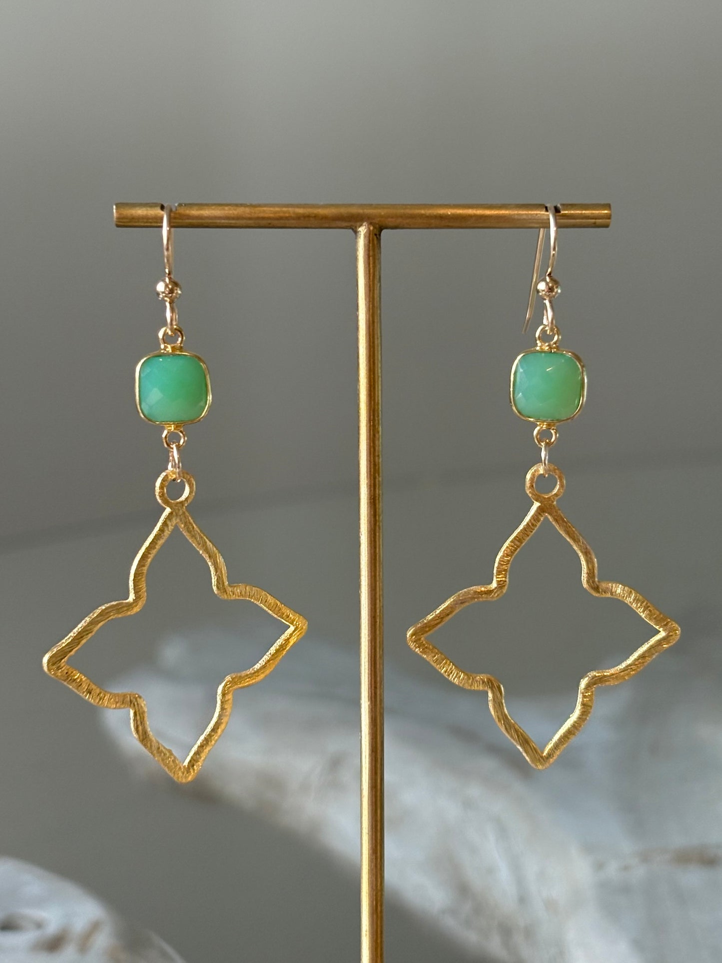 Green Onyx Star Earrings