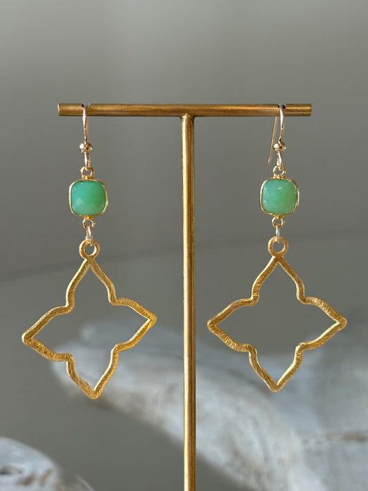 Green Onyx Star Earrings