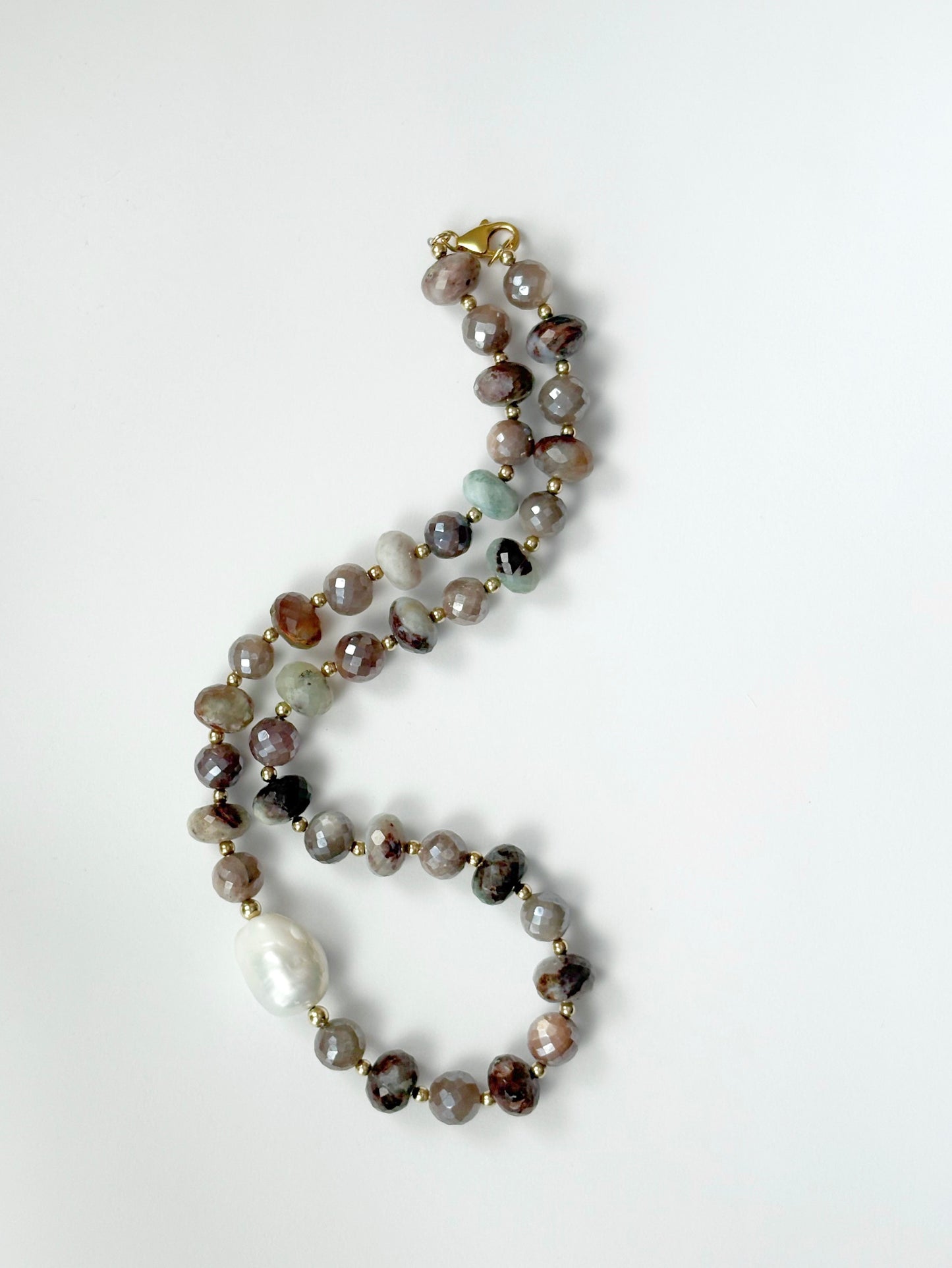 Chalcedony and Moonstone Pearl Necklace