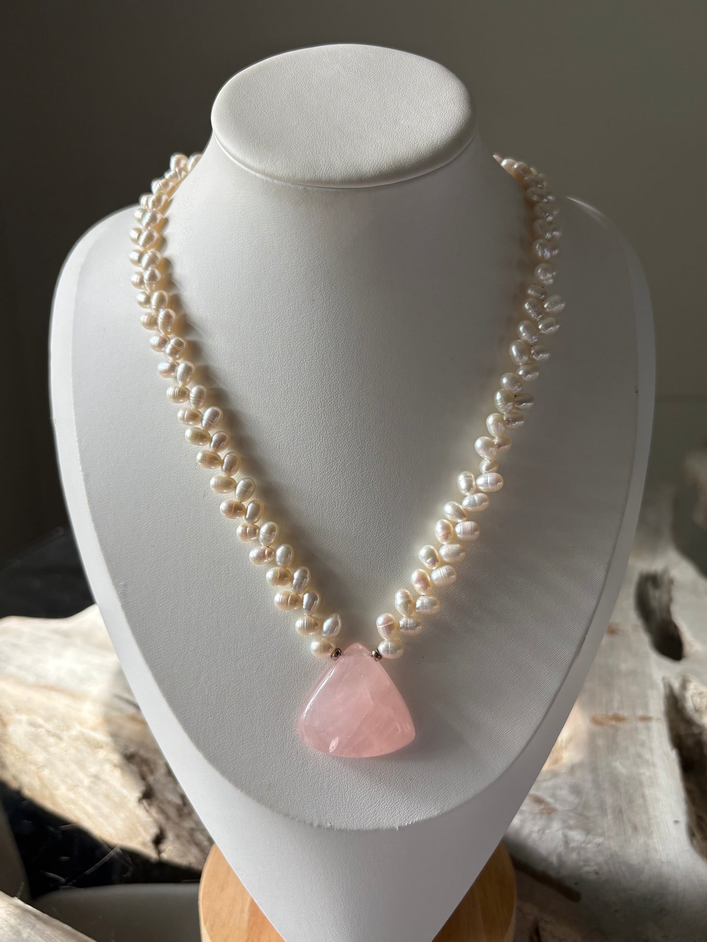 Rose Quartz and Pearl Necklace
