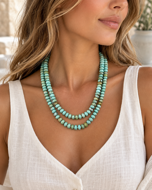 Long Magnesite Turquoise Necklace