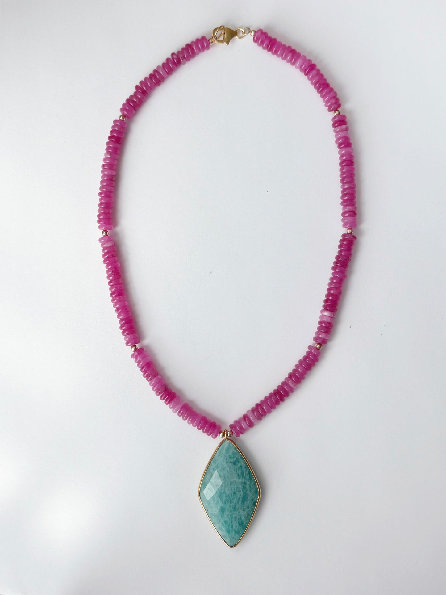 Pink Jade and Amazonite Necklace