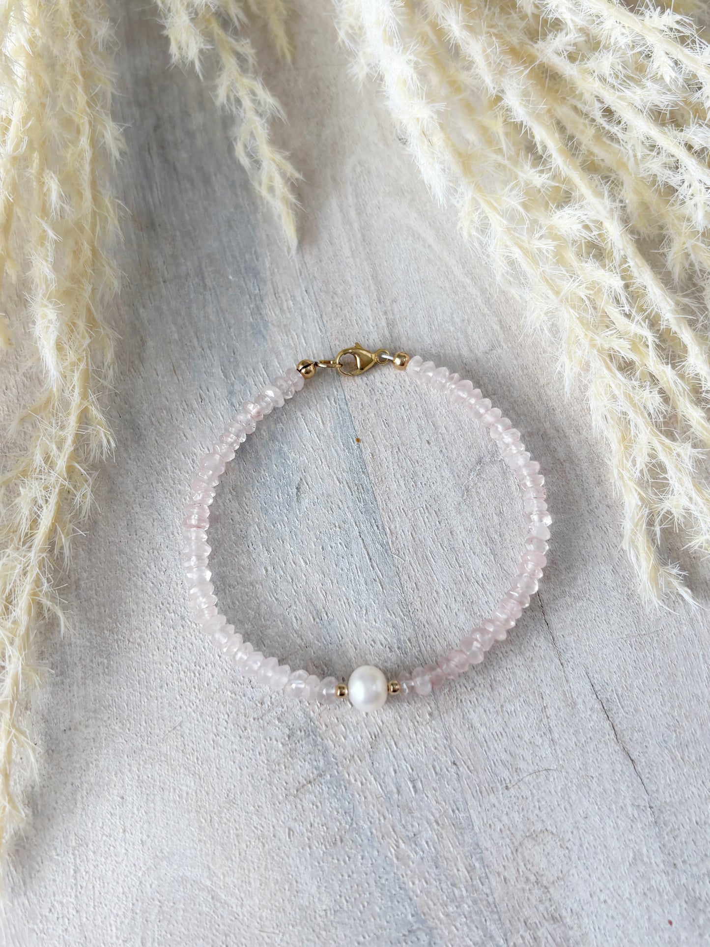 Rose Quartz and Pearl Bracelet