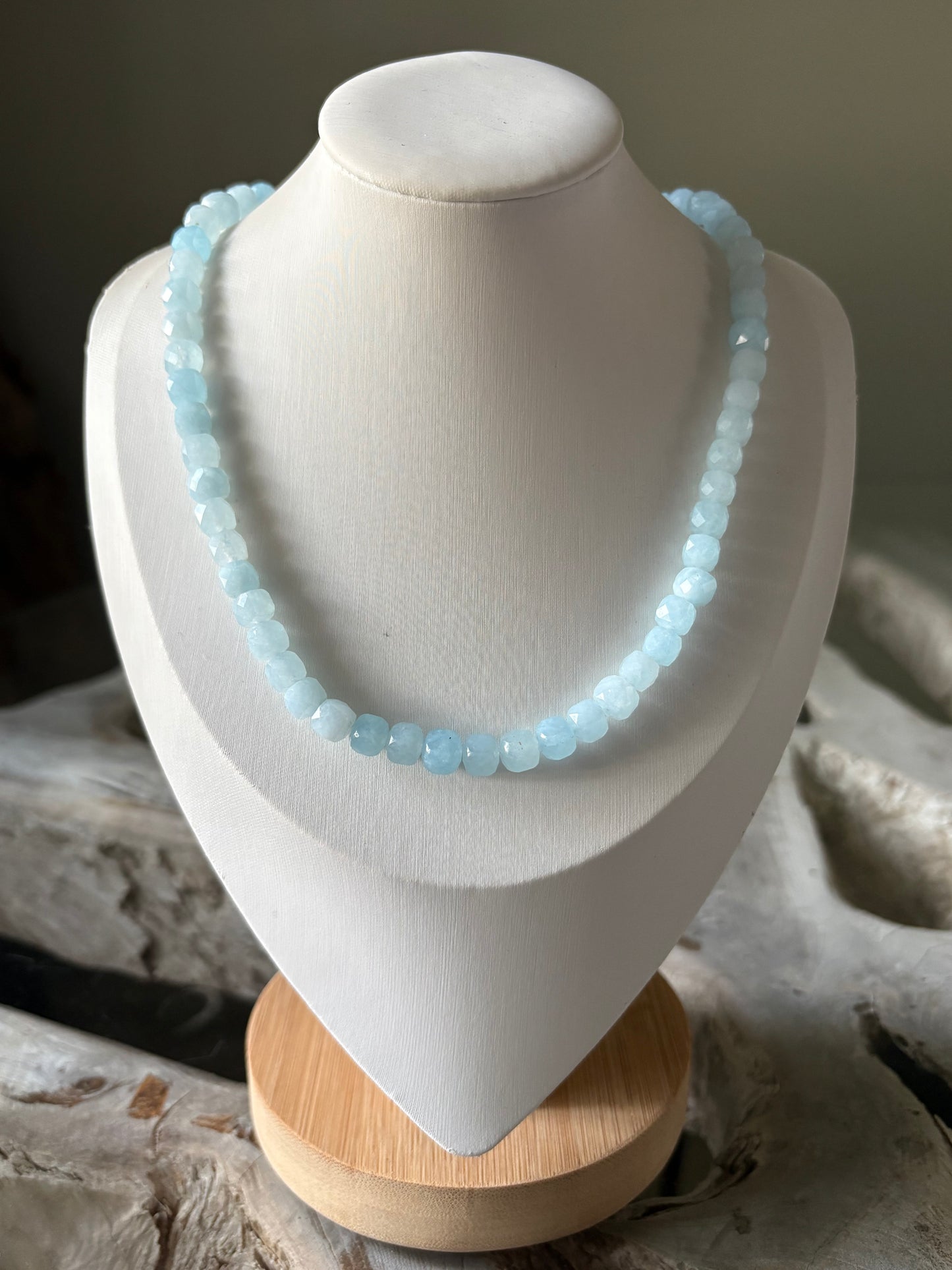 Baby Blue Jade Cube Necklace