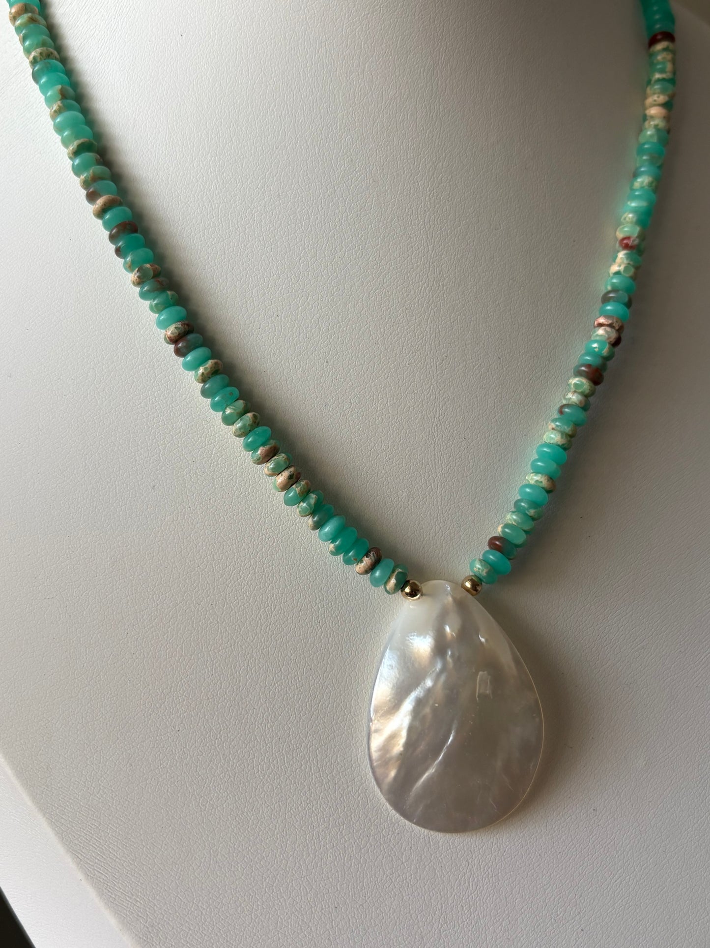 Agalmatolite Mother of Pearl Necklace