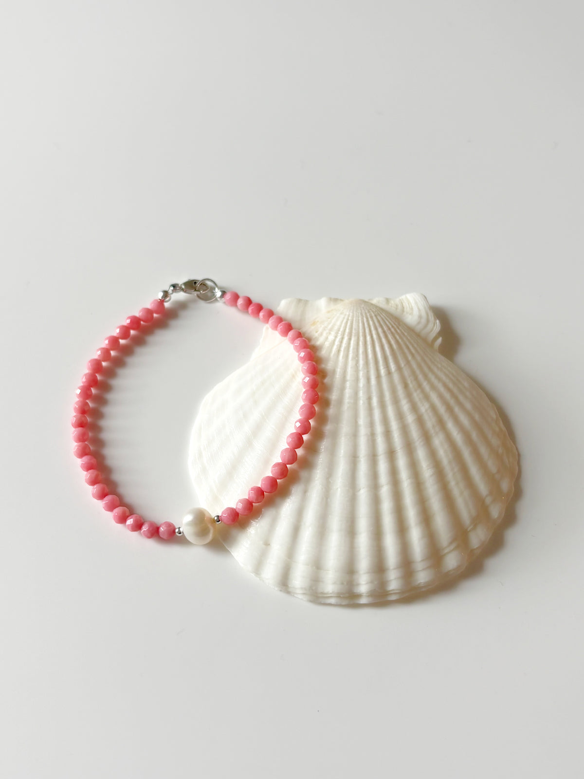 Pink Coral and Pearl Bracelet