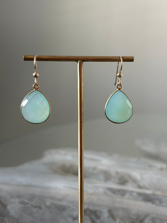 Aqua Chalcedony Teardrops