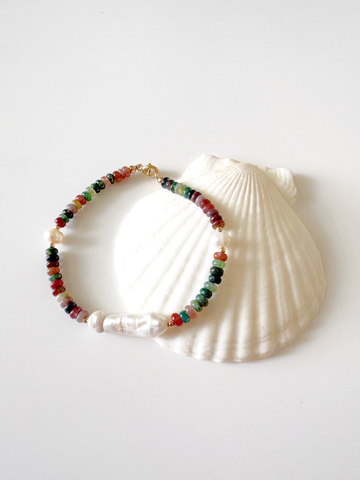 Indian Agate and Pearl Bracelet