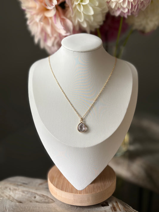 16" Pink Amethyst Gold Filled Chain Necklace