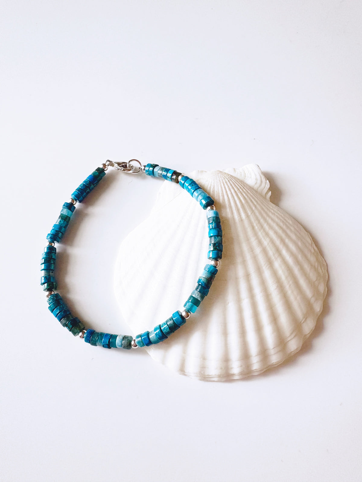 Apatite and Sea Sediment Jasper Heishi Bracelet