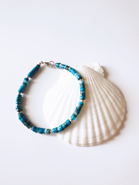 Apatite and Sea Sediment Jasper Heishi Bracelet