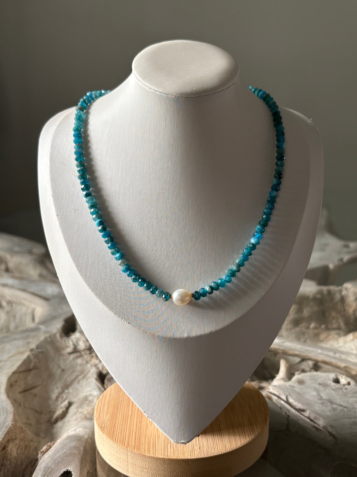 Apatite and Pearl Necklace