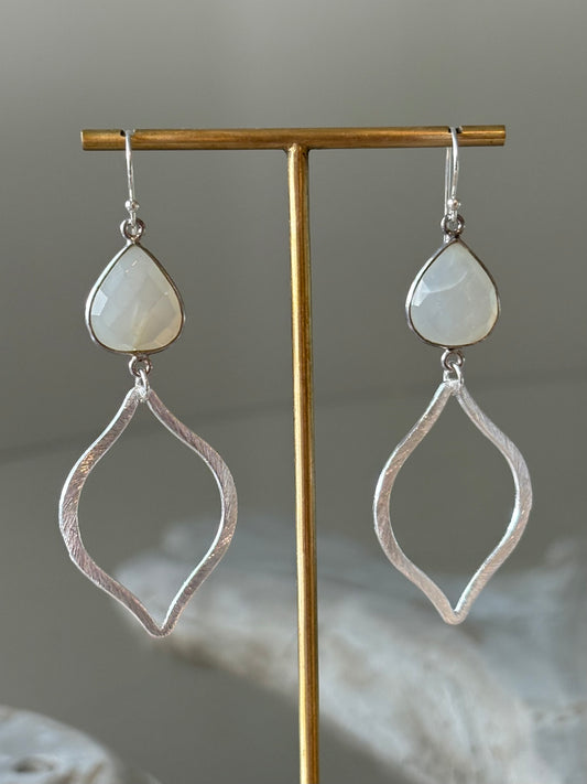 White Moonstone Marquise Earrings