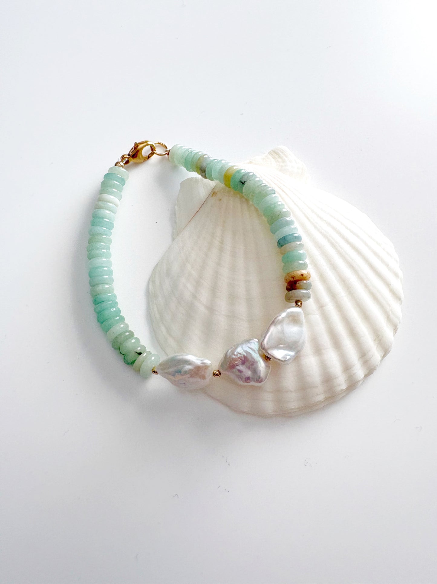 Amazonite and Pearl Bracelet