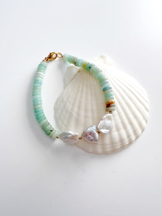 Amazonite and Pearl Bracelet