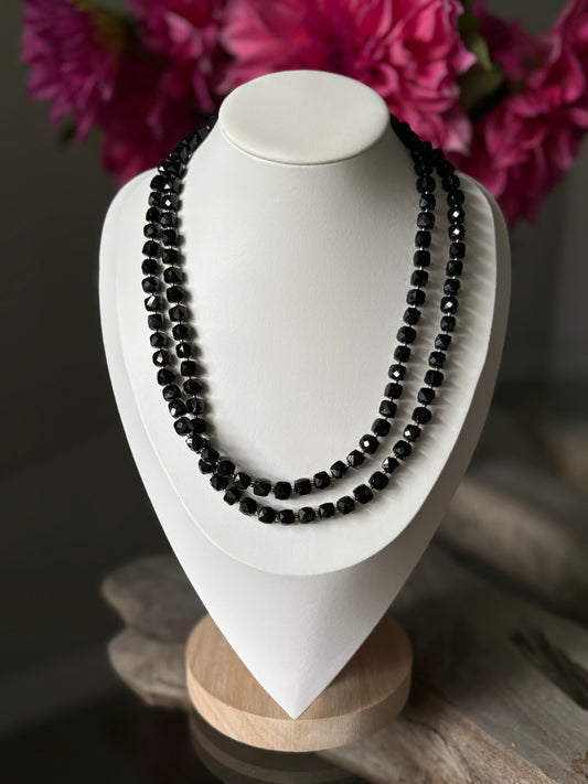 Black Obsidian Cube Necklace