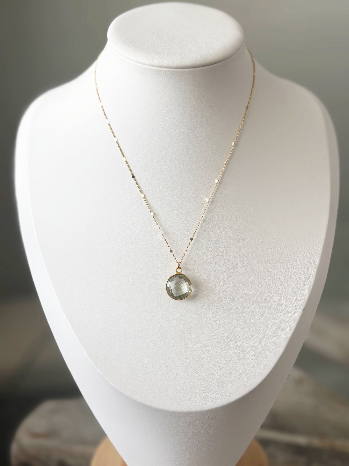 Prasiolite Gold Chain Necklace