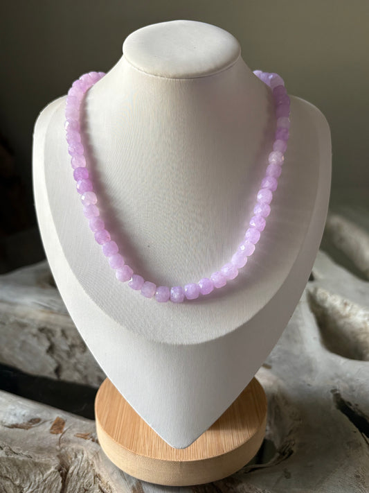 Lavender Jade Cube Necklace