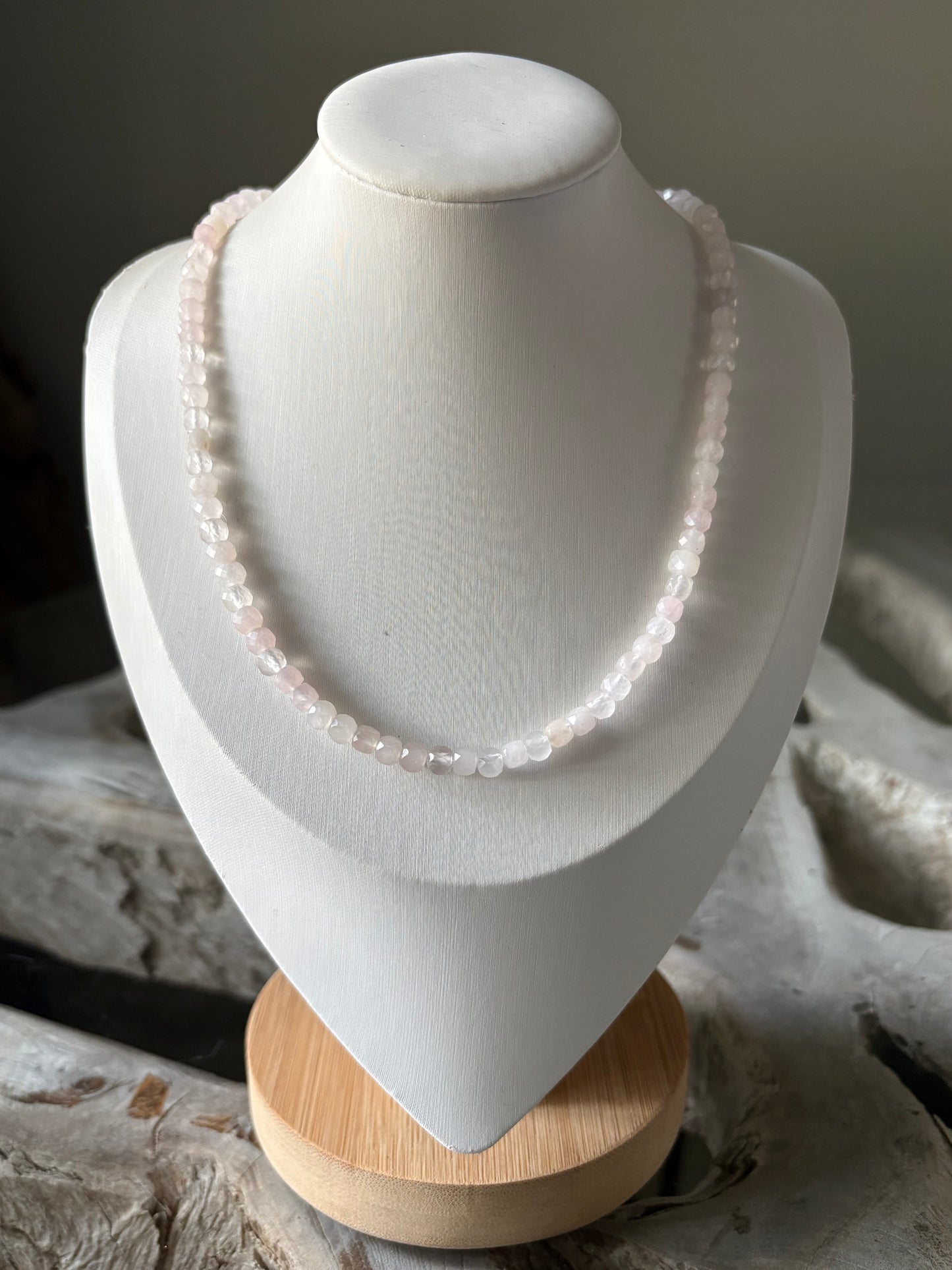 Rose Quartz Cube Necklace