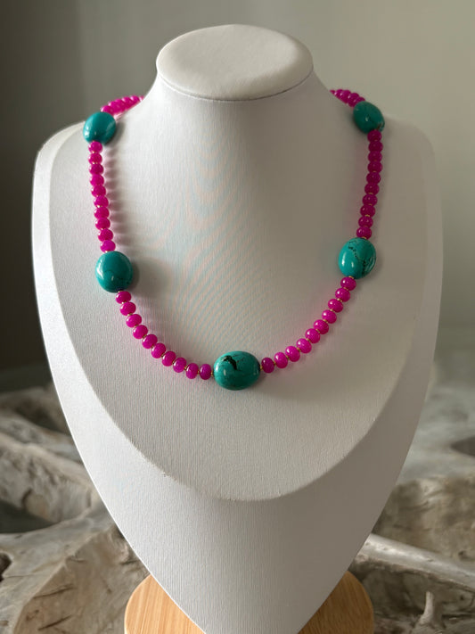 Fuchsia and Turquoise Necklace