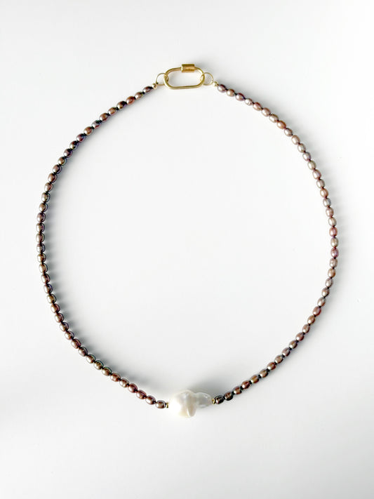 Bronze Pearls and Baroque Pearl Necklace