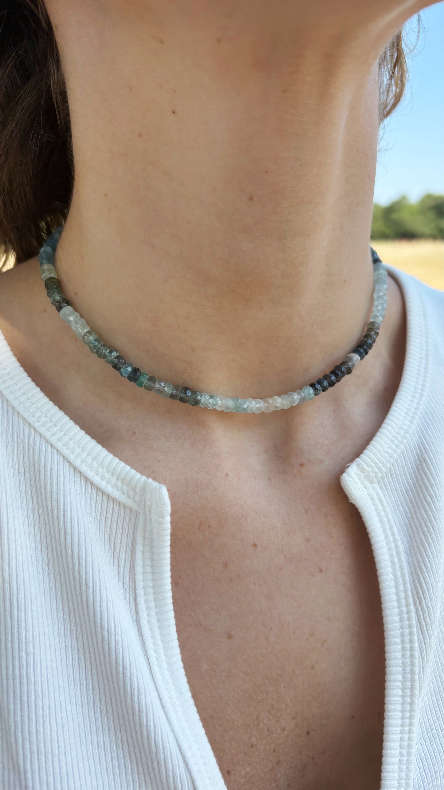 Shaded Moss Aquamarine Necklace