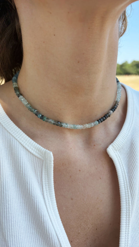 Shaded Moss Aquamarine Necklace