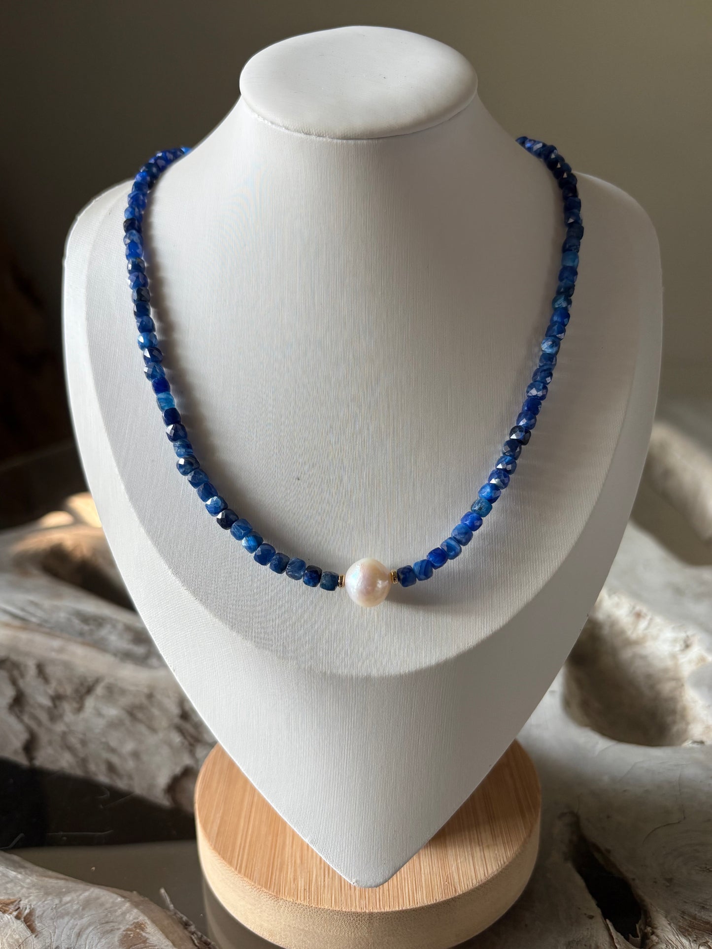 Kyanite and Pearl Necklace