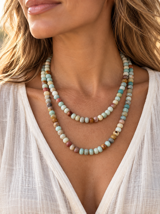 Long Faceted Amazonite Necklace