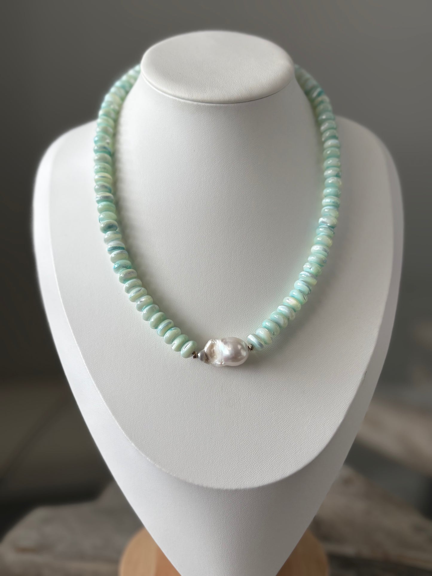 Blue Mother Of Pearl Necklace