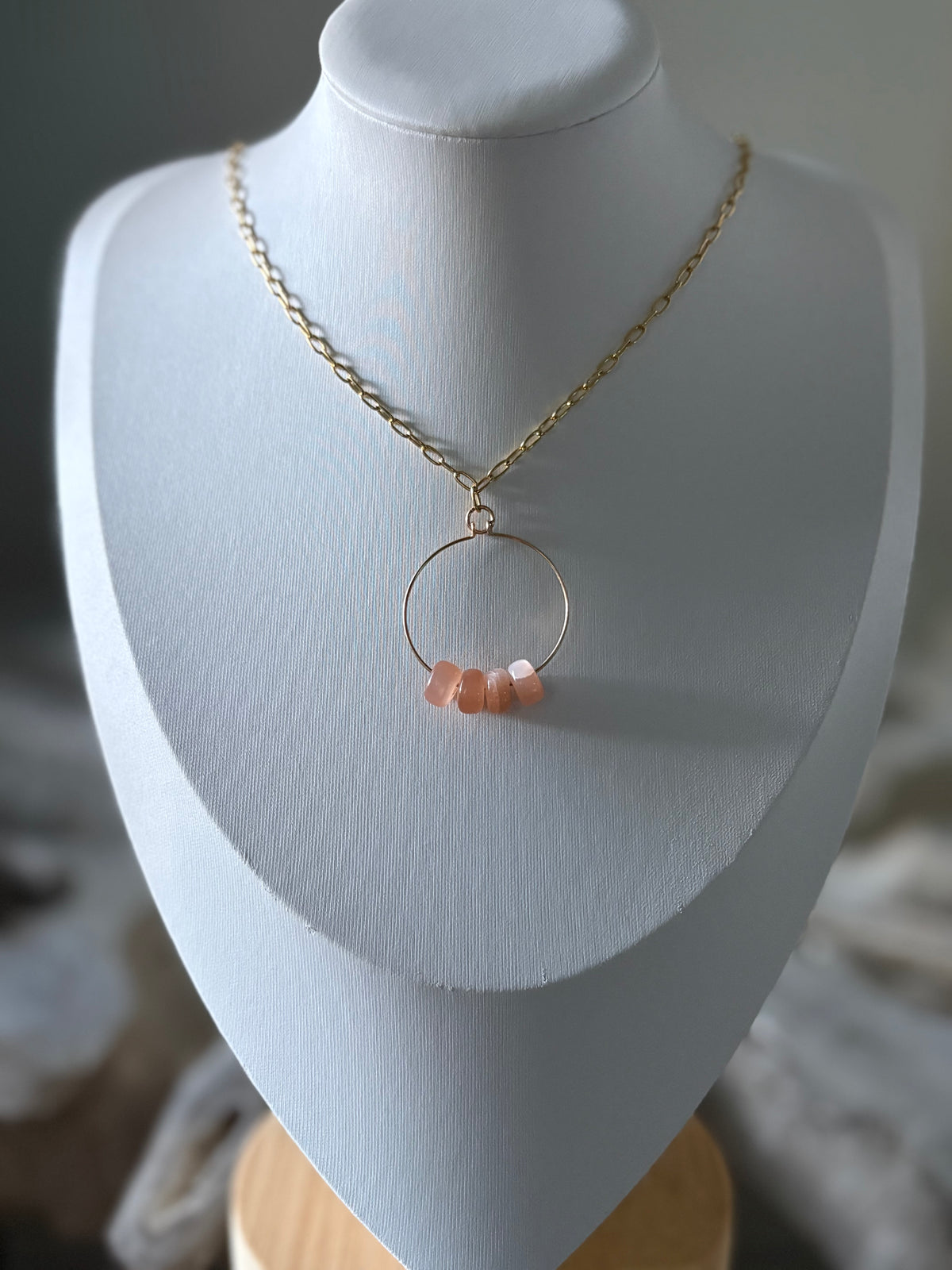 Peach Moonstone Gold Chain