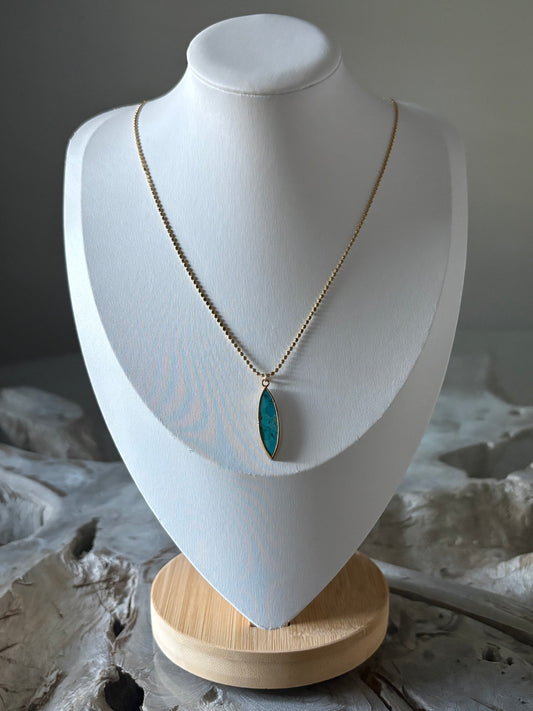 18" Turquoise Gold Filled Chain Necklace