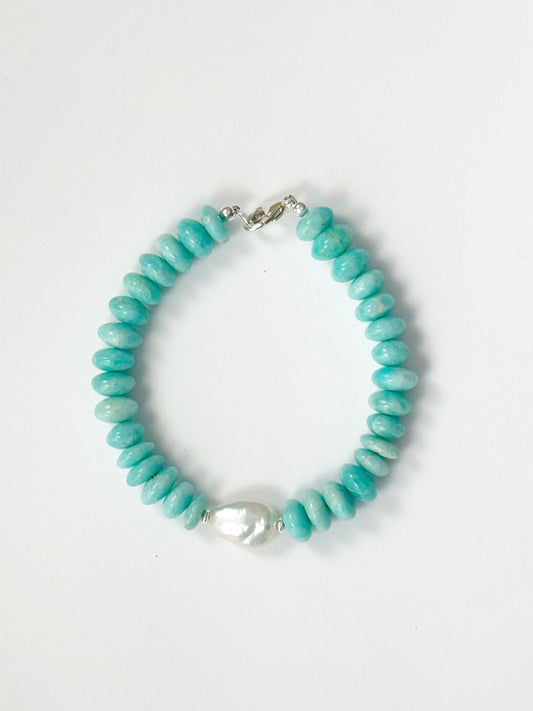 Amazonite and Pearl Bracelet