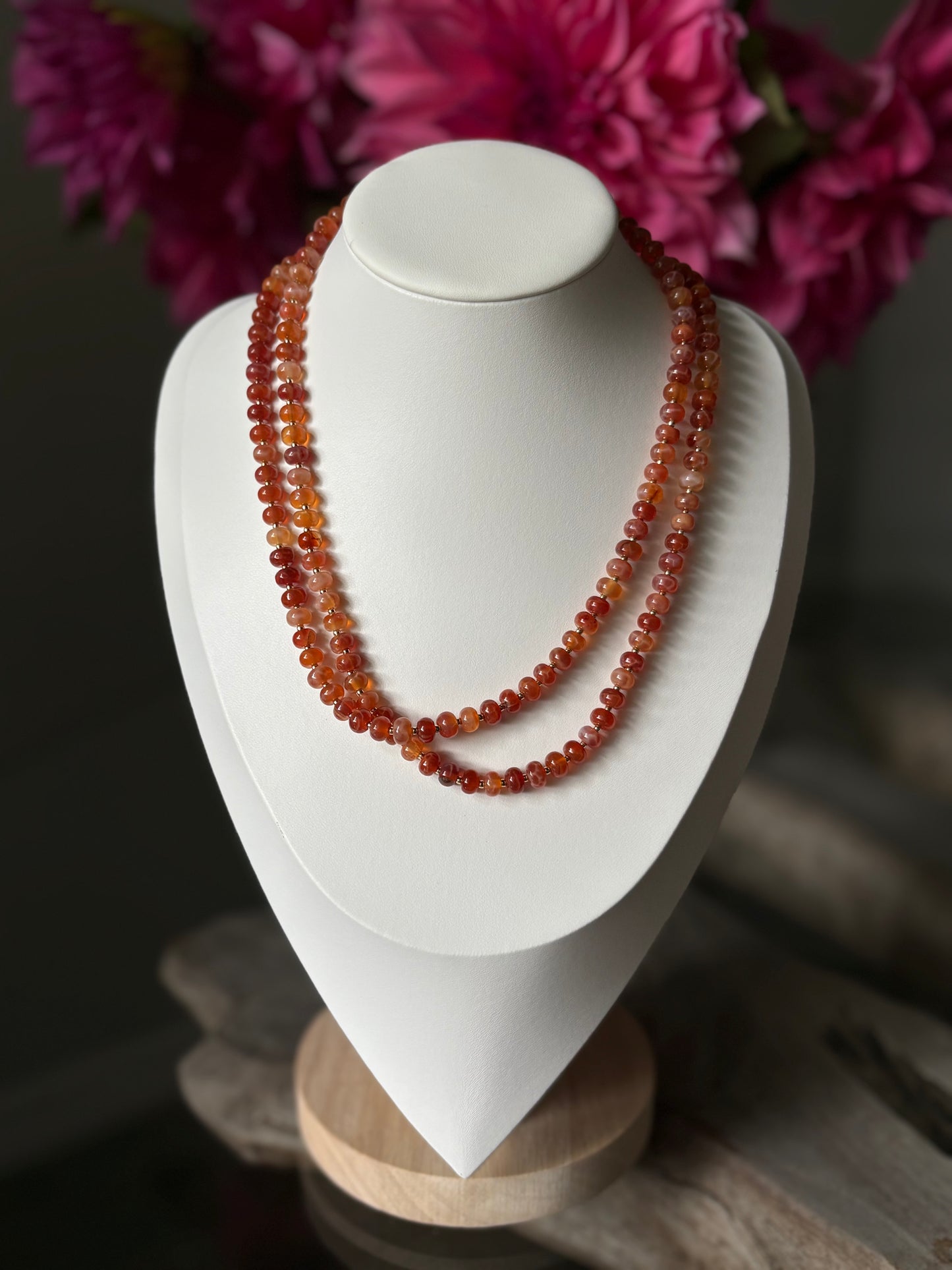 Long Burnt Orange Agate Necklace