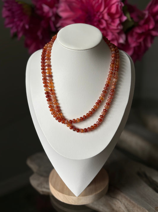 Long Burnt Orange Agate Necklace