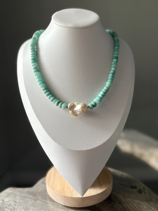 Amazonite Pearl Necklace