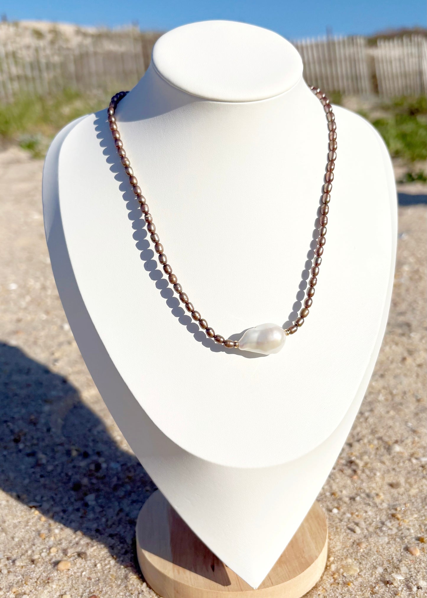 Bronze Pearls and Baroque Pearl Necklace