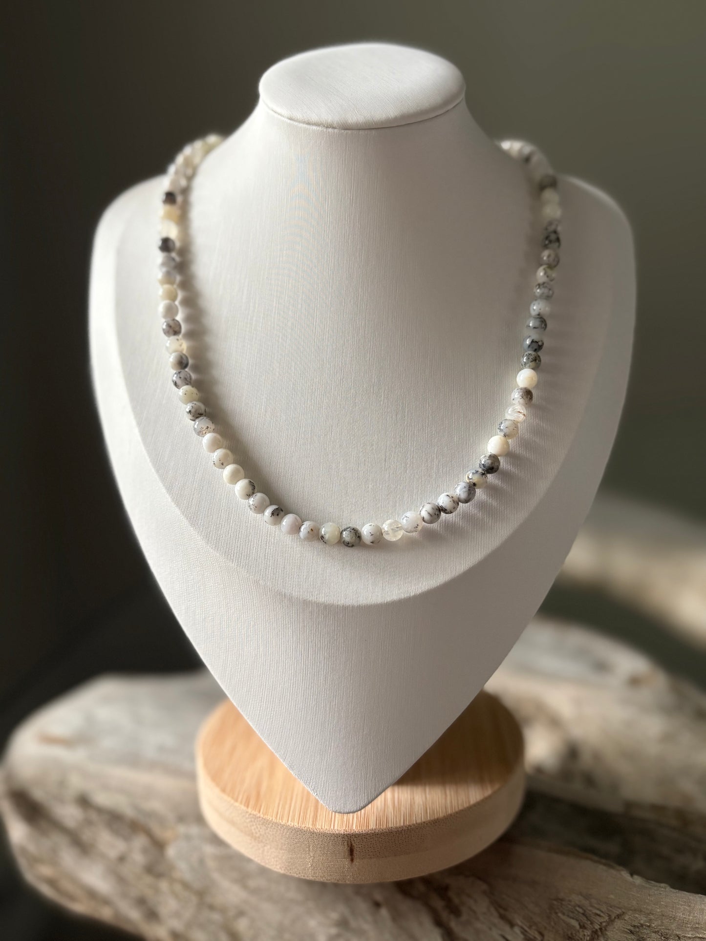 Round Dendritic Opal Necklace