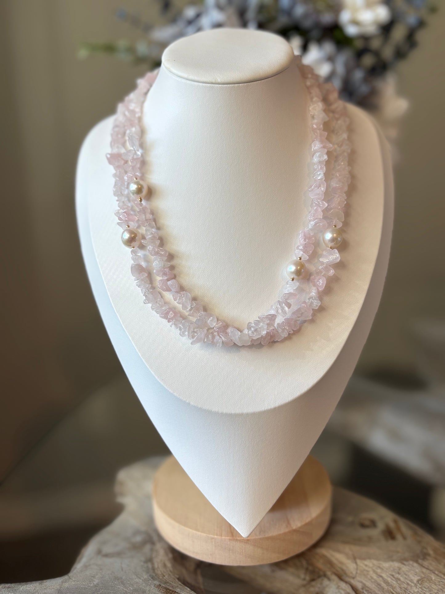 Rose Quartz Pearl Necklace