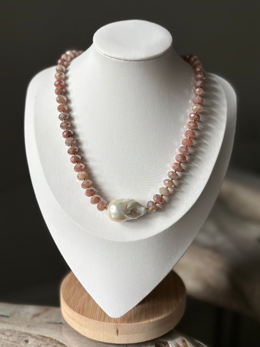 Peach Moonstone Necklace