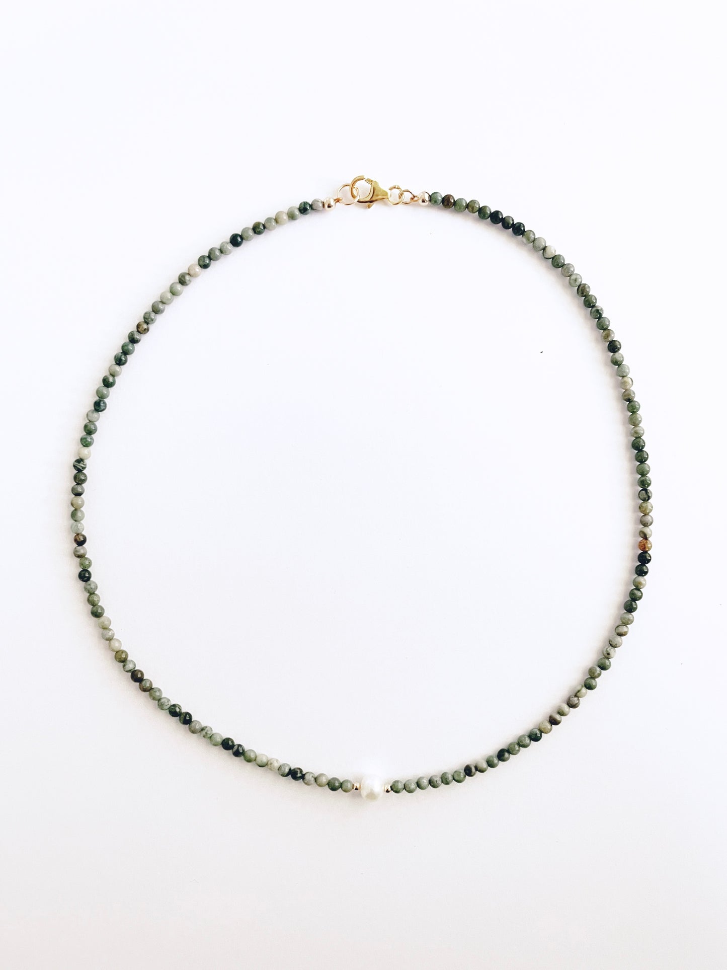 Moss Agate and Pearl Necklace
