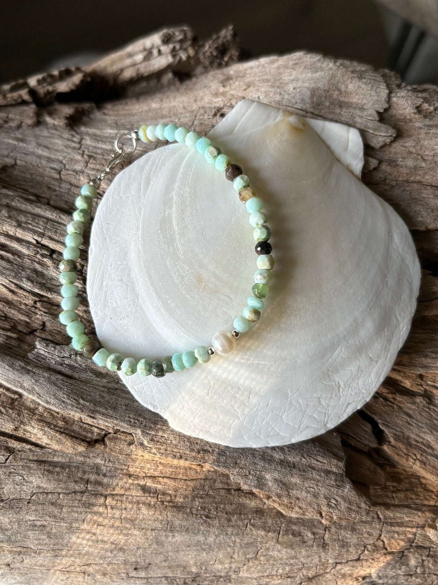Blue Opal and Pearl Bracelet