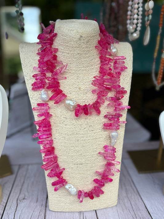 Quartz and Pearl Necklace