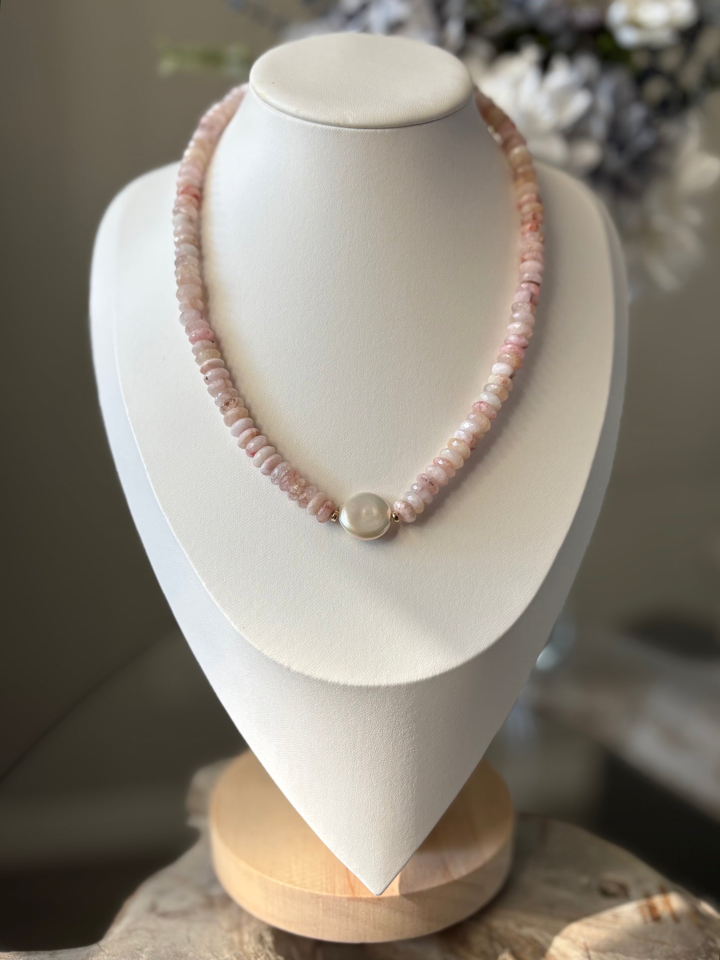 Morganite Pearl Necklace