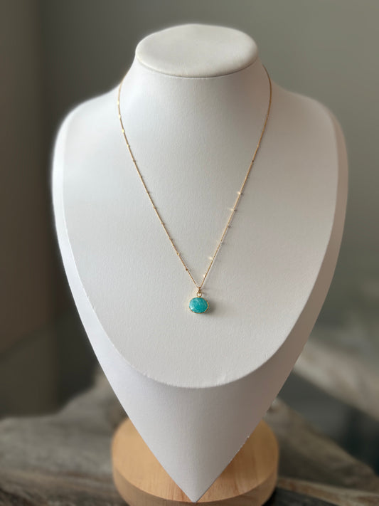 16" Amazonite Gold Filled Chain Necklace