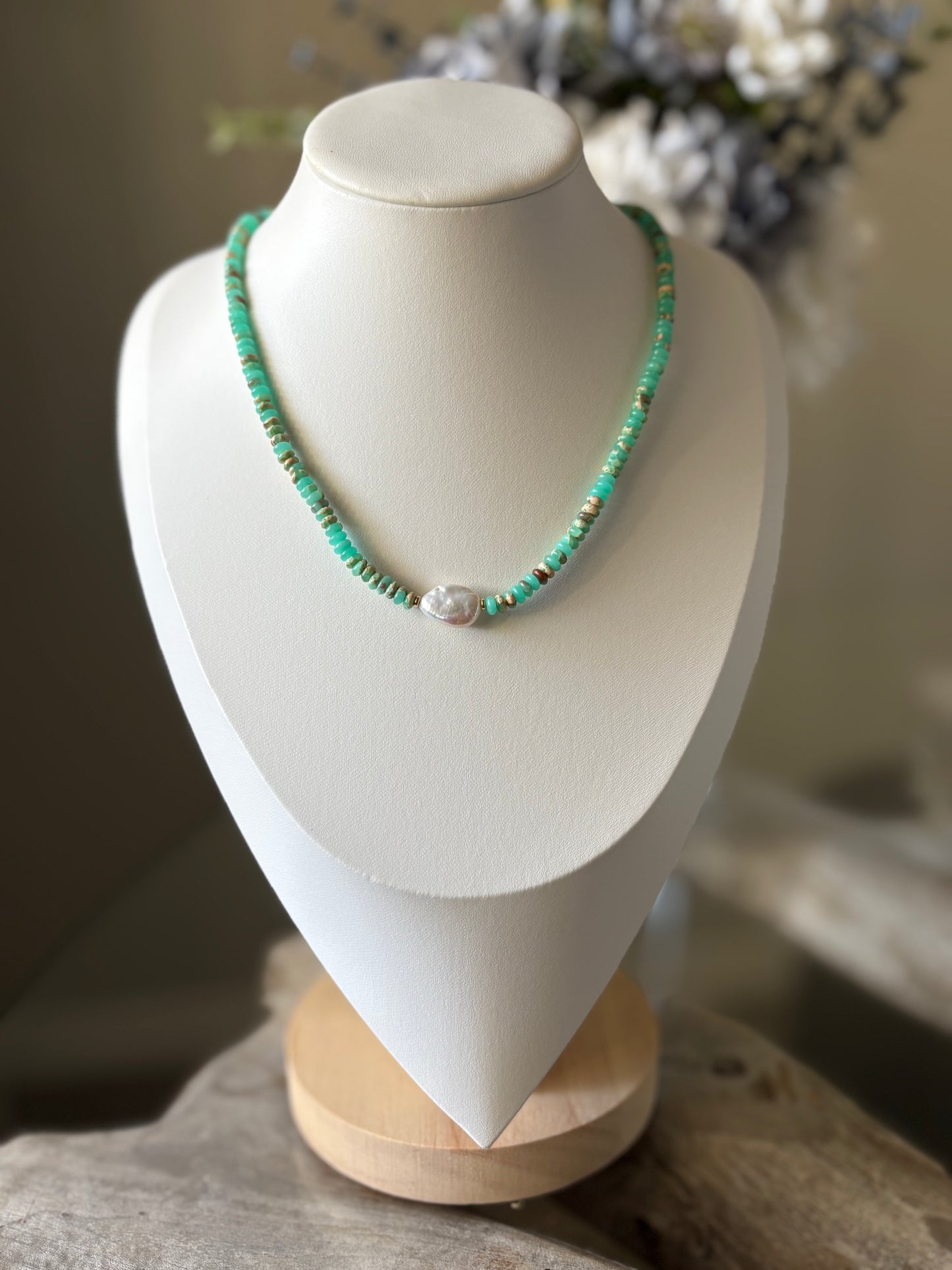 Agalmatolite Pearl Necklace