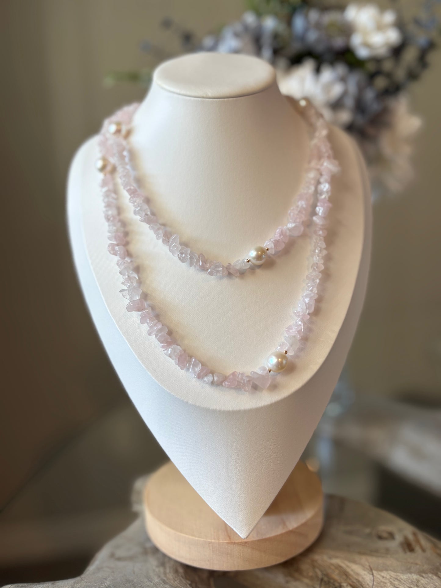 Rose Quartz Pearl Necklace