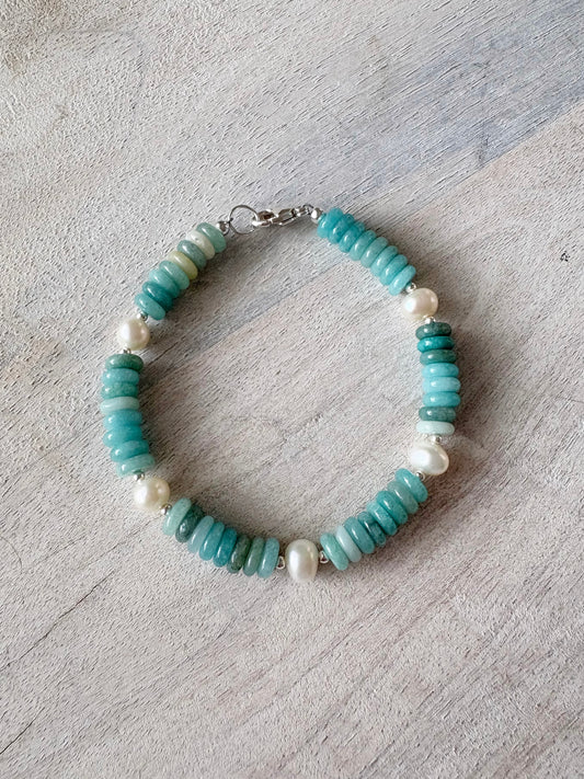 Amazonite and Pearl Bracelet