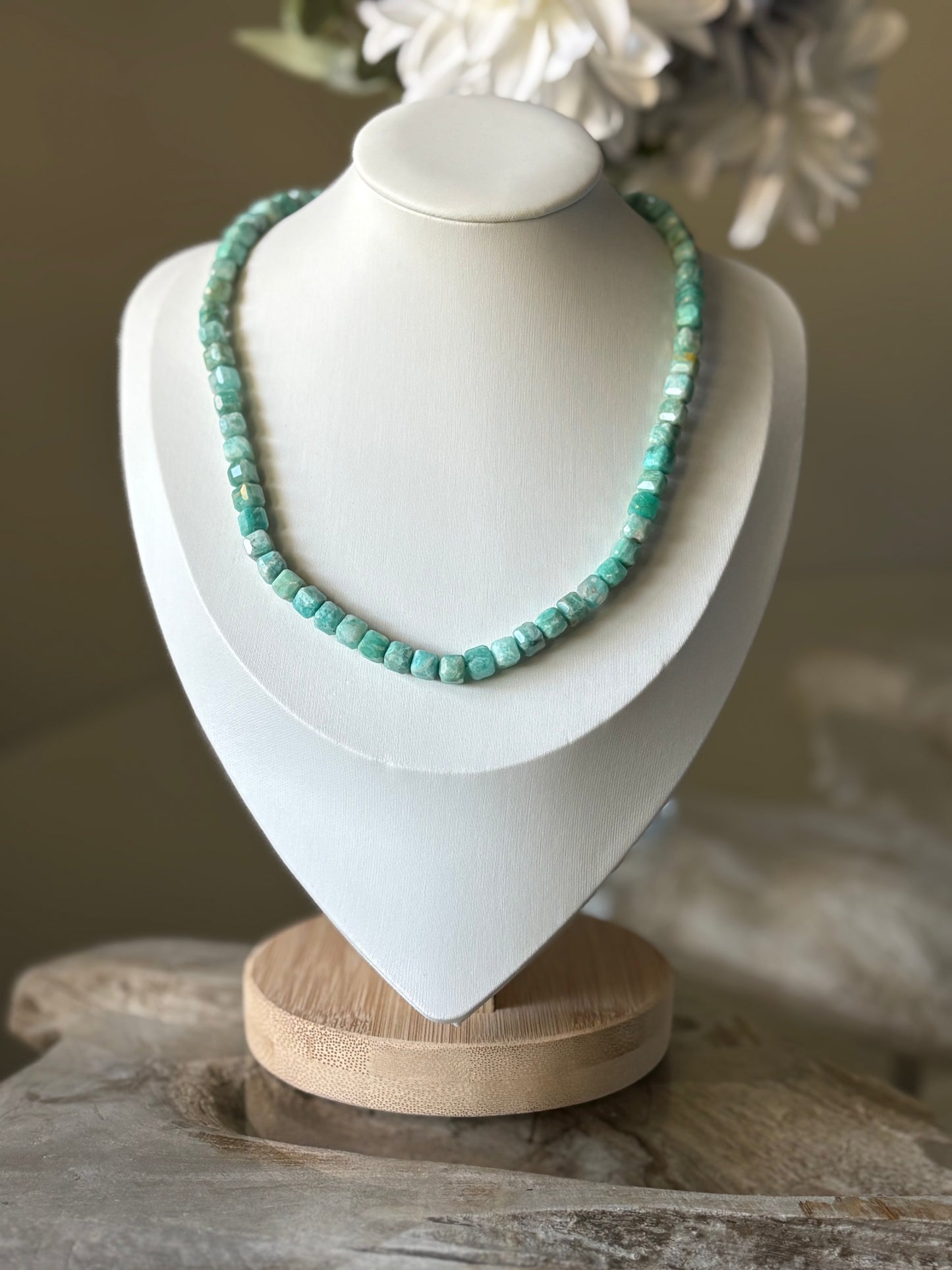 Chunky Amazonite Cube Necklace