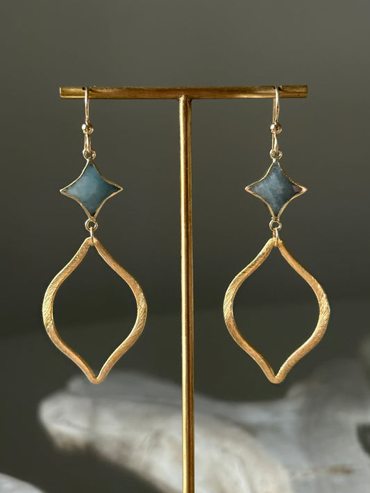 Aquamarine Star Marquise Earrings